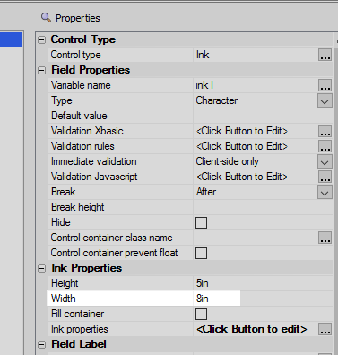 Increasing the size of the ink control to 8in.